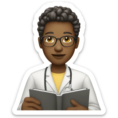 Psychotherapist holding clipboard very light skin sticker