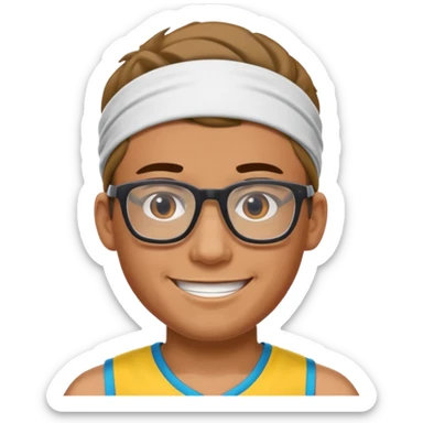 guy with headband and glassess athlete sticker