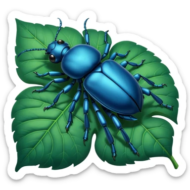 a blue beetle on leaf sticker