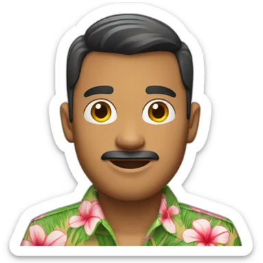man wearing hawaiian shirt sticker