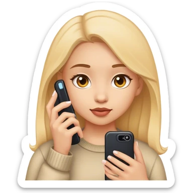 The girl is filming on the phone sticker