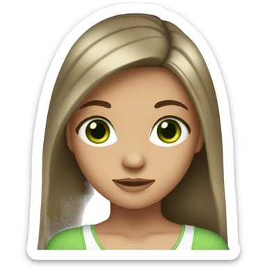 Girl with long brunette hair and green eyes sticker