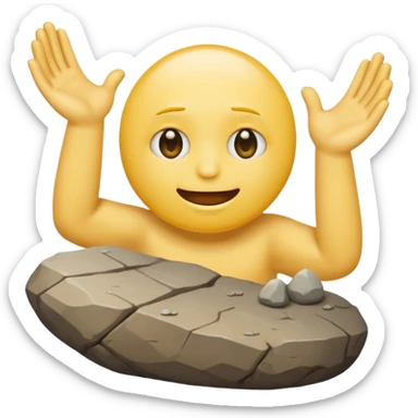 a yellow emoji circle with rock on hands and he looks super drunk sticker