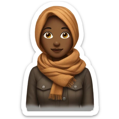 Brown girl wearing a scarf sticker