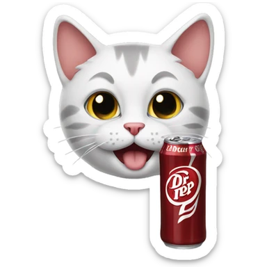 Cat drinking dr. Pepper sticker