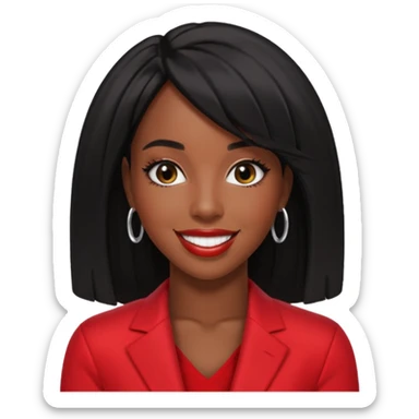 Kelly Rowland with black hair, red outfit sticker