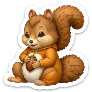 squirrel in acorn pajama suit snoring sticker