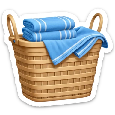 laundry basket with blue towels sticker
