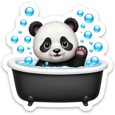 Panda in a bath with lots of bubbles  sticker