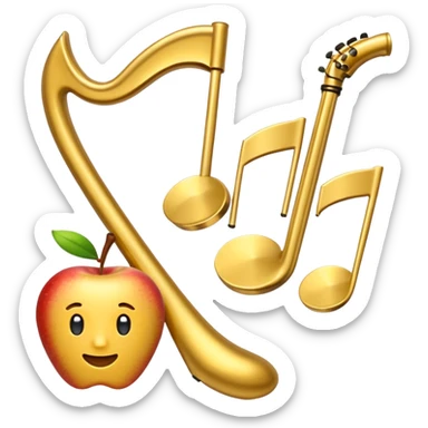 drei musiknoten in goldfarben ähnlich dem apple noten-emoji sticker