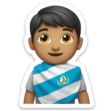 Niño con una bandera de guatemala en la mano sticker