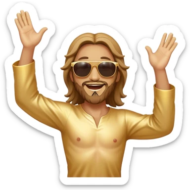 dancing figure of rejoicing Jesus with  sunglases golden  sticker