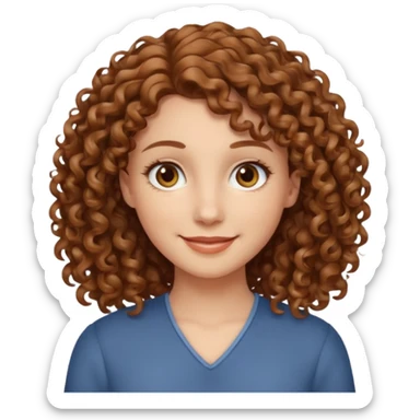 Branca cabelos cacheados castanhos claros olhos castanhos claros simpática e meiga sticker