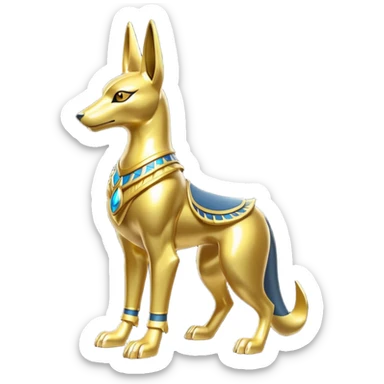 Golden Sparkly Shiny glittery Gold Anubis-Lucario-fusion Statue sticker