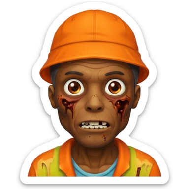 zombie black man in orange hats sticker