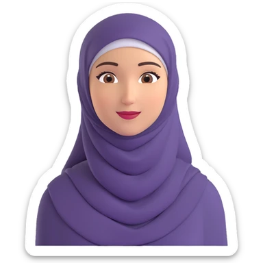 memoji style emoji of a woman wearing a hijab, friendly expression sticker