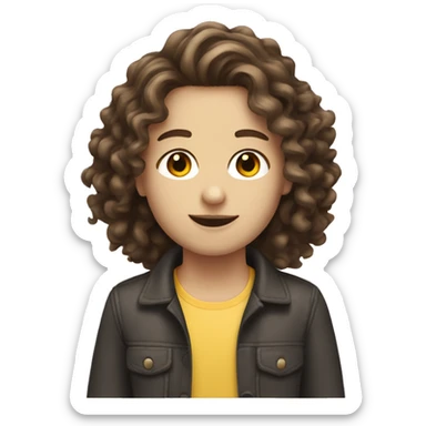 A girl that has brunette wavy hair with a guy that has brunette curly hair and white skin sticker