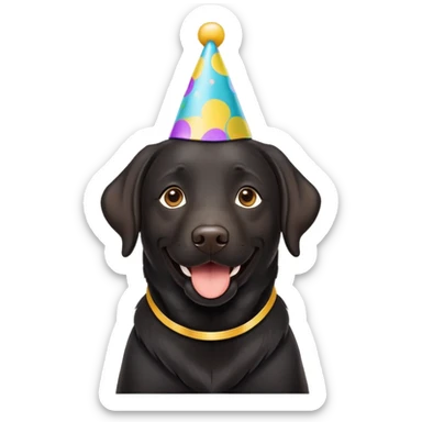 Black Labrador party hat sticker