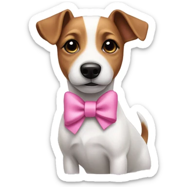 Jack Russel wearing pink bow  sticker