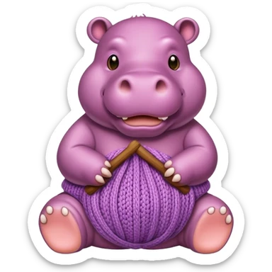 Hippopotamus that knits sticker