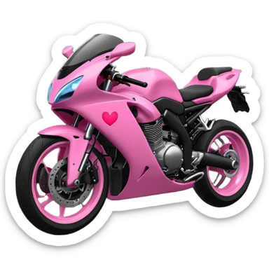 moto sportiva con un cuore rosa fluorescente che sfuma verso il nero sticker