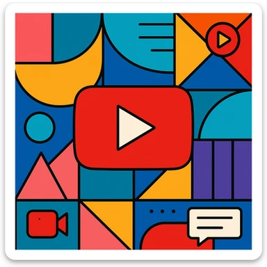 background for a YouTube video, bold and colorful, geometric patterns, subtle video icon elements sticker