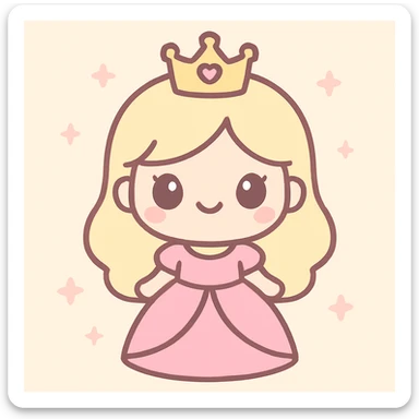 princess character, kawaii style, cute, pastel colors sticker
