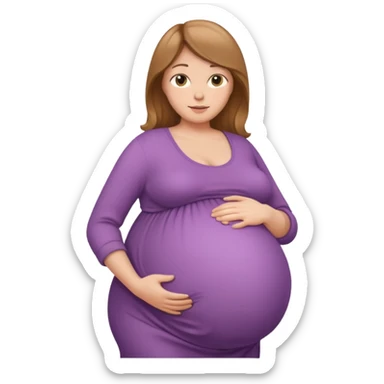 very heavily pregnant overdue woman with very large belly sticker