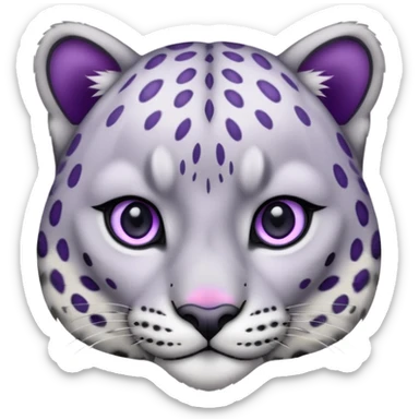 Snow leopard purple eyes sticker