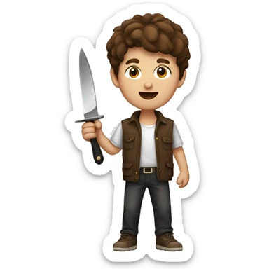 Brown haired Boy with knife  sticker