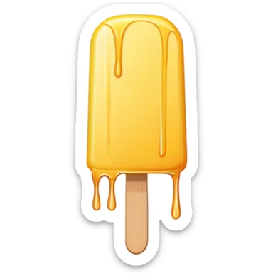 Thin yellow popsicle with rounded top and dripping  sticker