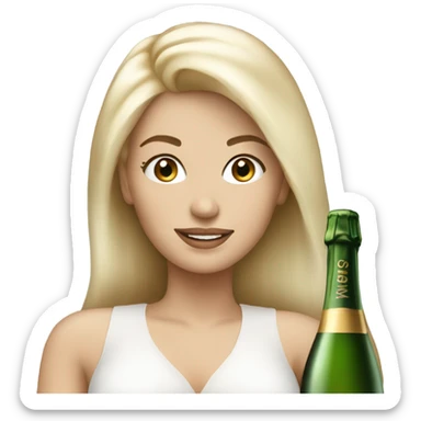 Pretty white blonde woman with champagne sticker