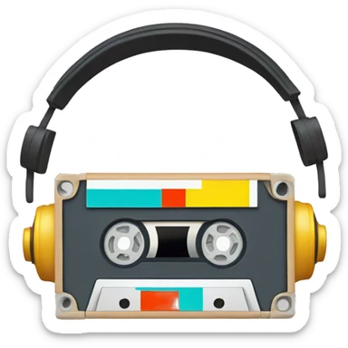 Cassette tape and headphones sticker