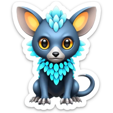  exotic futuristic modern cyber-Fakémon-Digimon-Trico-creature sticker