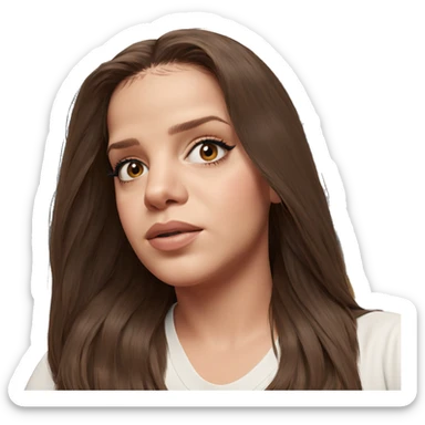 brown haired girl looking on sticker