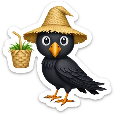 straw crow sticker