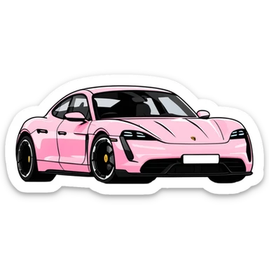 pink porsche taycan electric sports car sticker