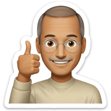 steve jobs holding up a thumbs up sticker