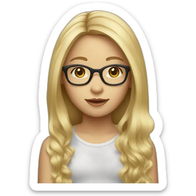 blond girl with glasses and long hair sticker