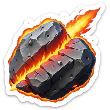3D render of Meteor, miniature weather phenomenon, volumetric particle effects, rocky asteroid with a fiery red tail, elemental energy, emoji style, isolated on white background --v 6.0. sticker