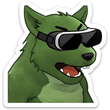 Angry wolf has a VR headset on sticker