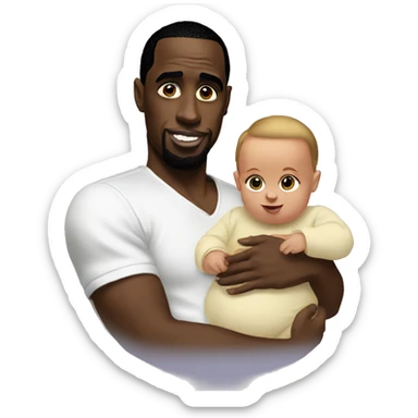 p diddy holding a baby sticker