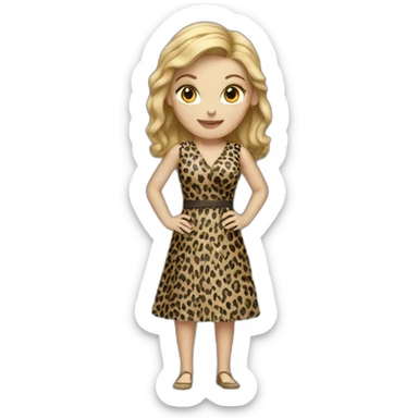 white woman dressed in leopard sticker