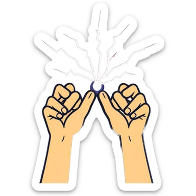 Fingers touching with electricity in the middle sticker