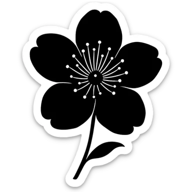 show  one black cherry blossom, remove background sticker