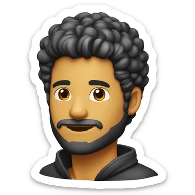 Hombre de 25 años con chamara negra que diga drew de color amarillo y que el muchacho tenga el cabello castaño y barba  sticker