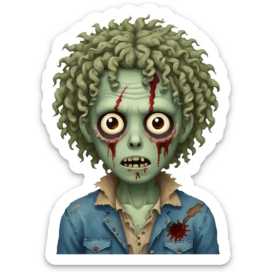 curly haired zombie sticker