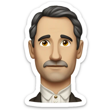 European 40 years old writer of the early 20th century, with dark hair, without mustache sticker