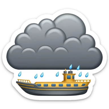Rain cloud that sprinkles ferry boats sticker