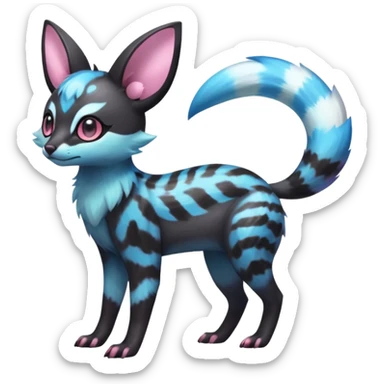 Rare realistic cool cute epic aesthetic colorful Amaura-Sylveon-Umbreon-Civet-Genet-species-Fakemon-hybrid-creature, with markings, full body sticker